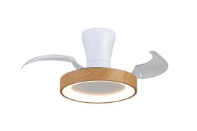 M9090  Niseko Fan XS 33cm 25W LED Dimmable Ceiling Light With Built-In 25W DC Fan, 2700-5000K Remote Control, 2500lm, Wood/White